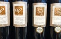 Closeup of italian Apollonio red wine bottles