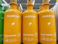 Closeup of bottles Souldrops natural ecological dishwashing detergent