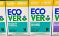 Closeup of Ecover ecological washing detergent packs