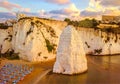 Vieste - Gargano - Apulia - Italy - The Pizzomunno skerry during low tide sunset Royalty Free Stock Photo