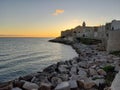 Vieste - Scogliera del centro storico all`alba Royalty Free Stock Photo