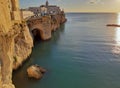 Vieste - Scogliera del centro storico all`alba Royalty Free Stock Photo