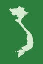 Vietnam vector map with single land area using green color on dark background illustration