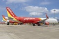 Vietjet aeroplane parks at Danang International Airport, Vietnam Royalty Free Stock Photo