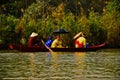 Vietnam actors in the traditional suit on the boat