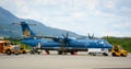 Vietnam Airlines plane docking at the airport in Haiphong, Vietnam Royalty Free Stock Photo