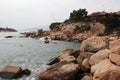 Vietnam Asia the coast of the yellow sea stones Royalty Free Stock Photo