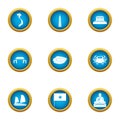 Vietnam asia icons set, flat style Royalty Free Stock Photo