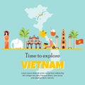 Vietnam cartoon vector banner. Travel illustration