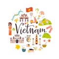 Vietnam cartoon vector banner. Travel illustration