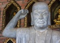 Vietnam Chua Bai Dinh Pagoda: Close up of Buddhist Philosopher. Royalty Free Stock Photo