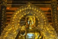 Vietnam Chua Bai Dinh Pagoda: Frontal Close up of Giant Golden B Royalty Free Stock Photo