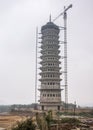 Vietnam Chua Bai Dinh Pagoda: Tall tower under construction with Royalty Free Stock Photo