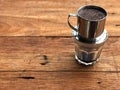 Vietnam coffee style, Drip coffee, Dropping water on Ground coffee in stainless filter