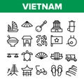 Vietnam Collection Traditional Icons Set Vector