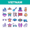 Vietnam Collection Traditional Icons Set Vector