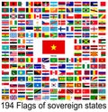 Vietnam, collection of vector images of flags of the world