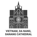 Vietnam, Da Nang, Danang Cathedral travel landmark vector illustration