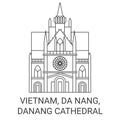 Vietnam, Da Nang, Danang Cathedral travel landmark vector illustration