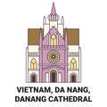 Vietnam, Da Nang, Danang Cathedral travel landmark vector illustration