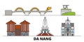 Vietnam, Da Nang flat landmarks vector illustration. Vietnam, Da Nang line city with famous travel sights, skyline