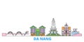 Vietnam, Da Nang line cityscape, flat vector. Travel city landmark, oultine illustration, line world icons Royalty Free Stock Photo