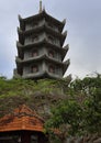 Vietnam, Danang Marble mountains- January 2017: Six-tier Pagoda atop Marble Mountain Royalty Free Stock Photo