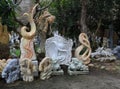 Vietnam, Danang Marble mountains- January 2017: Traditional Vietnamese shop of marble sculptures