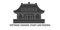 Vietnam, Danang, Phap Lam Pagoda, travel landmark vector illustration