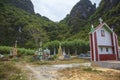 Vietnam, Danang, 2019-06-20 : Typical Vietnamese cemetery on countryside