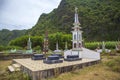 Vietnam, Danang, 2019-06-20 : Typical Vietnamese cemetery on countryside