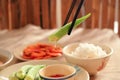 In Vietnam, family meals with many Traditional Vietnamese Food has been one of the unique cultural features Royalty Free Stock Photo