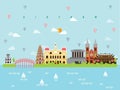 Vietnam Famous Landmarks Infographic Templates for Traveling Minimal Style and Icon, Symbol Set Vector Illustration Can be use for