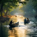 vietnam fishermen on the boat go out to fish at sunset Royalty Free Stock Photo