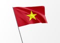 Vietnam flag flying high in the isolated background Vietnam independence day. World national flag collection Royalty Free Stock Photo