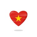 Vietnam flag shaped love illustration