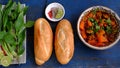 Vietnam food, bread with stewed beef