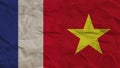 Vietnam and France Flags Together, Crumpled Paper Effect 3D Illustration