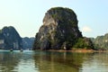 Limestone karsts with rowing boats  VÃÂ´ng ViÃÂªng Halong Bay Vietnam Royalty Free Stock Photo