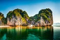 Vietnam Halong Bay beautiful sunset landscape Royalty Free Stock Photo