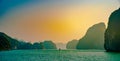 Vietnam Halong Bay beautiful sunset landscape Royalty Free Stock Photo