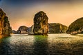 Vietnam Halong Bay beautiful sunset landscape Royalty Free Stock Photo