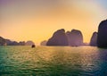 Vietnam Halong Bay beautiful sunset landscape Royalty Free Stock Photo