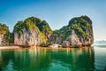 Vietnam Halong Bay beautiful sunset landscape Royalty Free Stock Photo