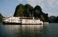 Vietnam: Halong Bay`s beautifull stone formations and traditiona