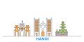 Vietnam, Hanoi line cityscape, flat vector. Travel city landmark, oultine illustration, line world icons