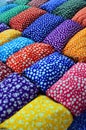 Colourful material or sale covered market, Hanoi Vietnam