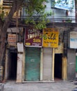 Tiny silk Tailors shops in city centre, Hanoi, Vietnam Royalty Free Stock Photo