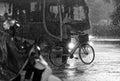 Vietnam Hanoi traffic in rain Royalty Free Stock Photo