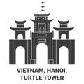 Vietnam, Hanoi, Turtle Tower travel landmark vector illustration